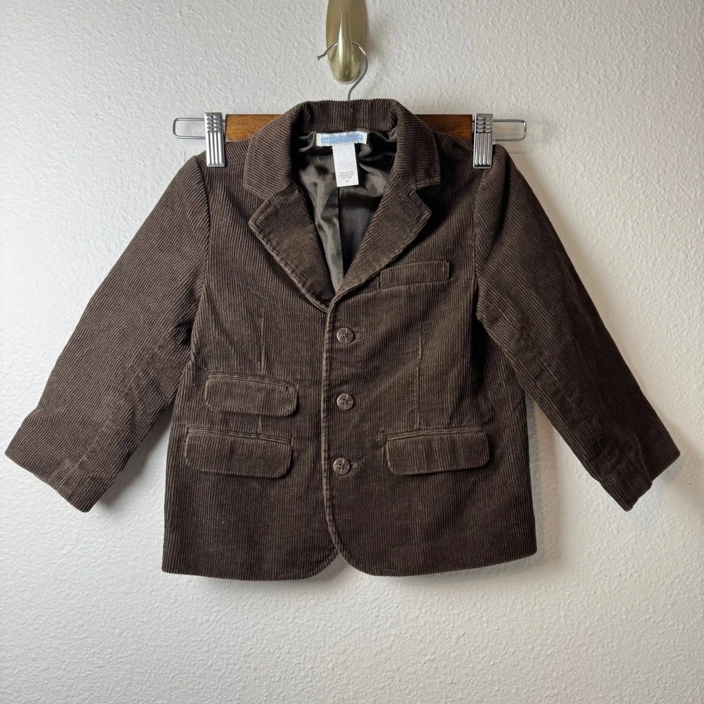 Janie and Jack Boys Brown Corduroy Blazer Jacket Size 2T Preppy Academia